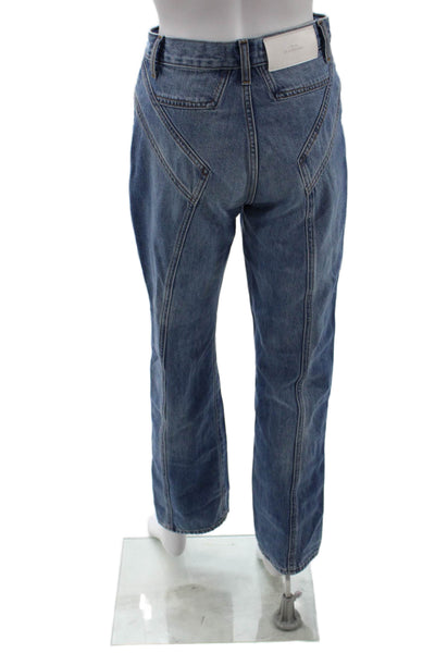 7 For All Mankind Unisex Cropped Straight High Rise Jeans Blue Size 25