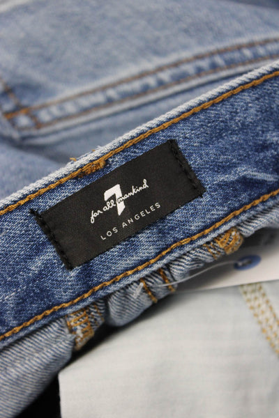 7 For All Mankind Unisex Cropped Straight High Rise Jeans Blue Size 25