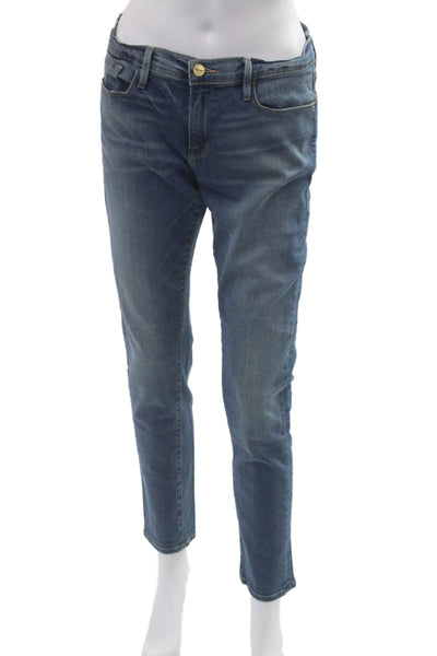 Frame Womens Skinny Ankle Cropped Jeans High Rise Blue Size 28