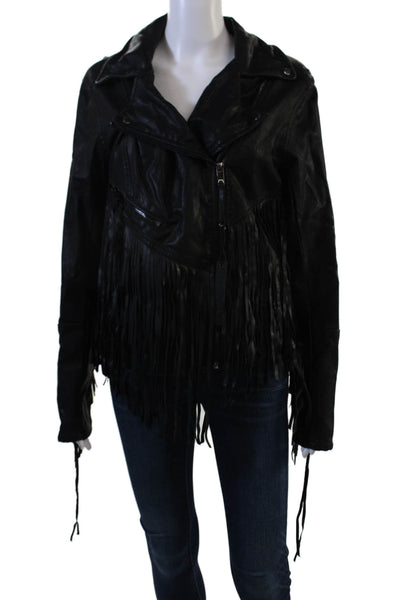 BLANKNYC Womens Black Biker Motorcycle Jacket Collared Snap Size L