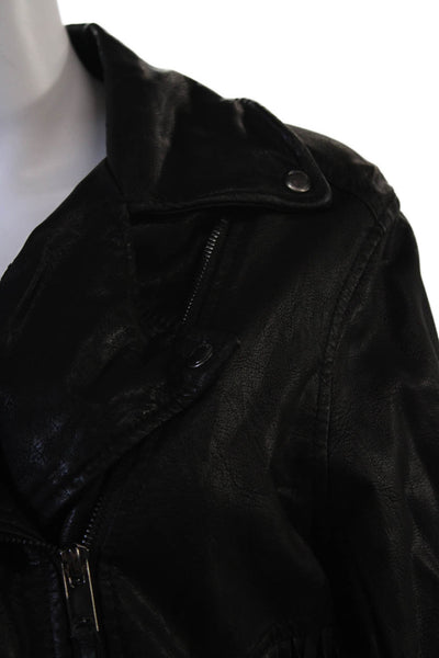 BLANKNYC Womens Black Biker Motorcycle Jacket Collared Snap Size L