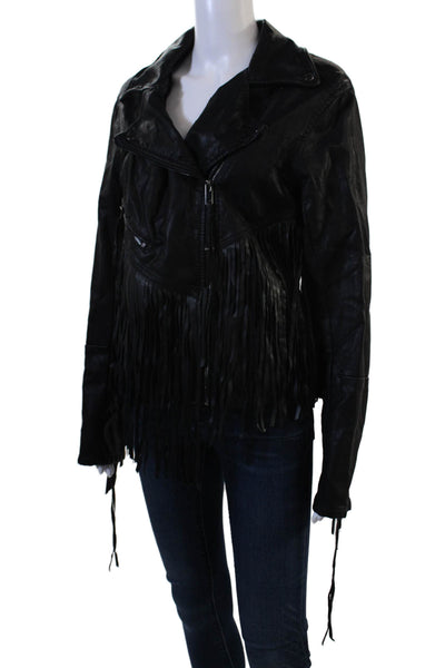 BLANKNYC Womens Black Biker Motorcycle Jacket Collared Snap Size L