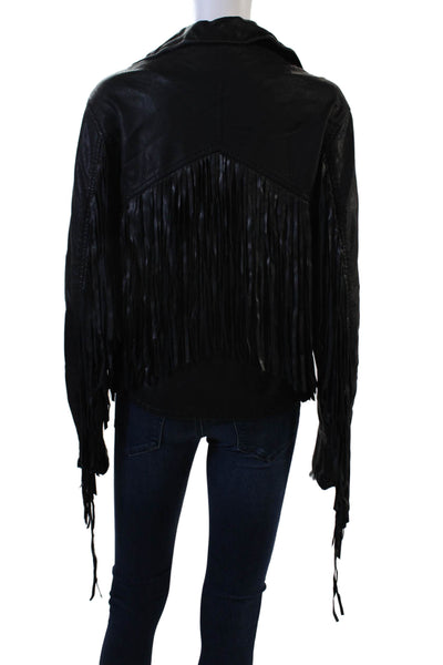 BLANKNYC Womens Black Biker Motorcycle Jacket Collared Snap Size L