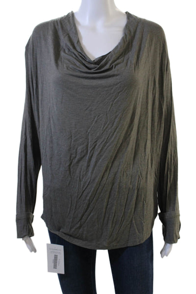 Majestic Filatures Womens Jersey Long Sleeve Top Dark Gray Viscose Size 4