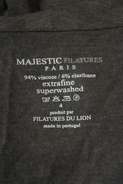 Majestic Filatures Womens Jersey Long Sleeve Top Dark Gray Viscose Size 4