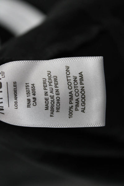 Nation LTD Women Basic Tee Black Pima Cotton Round Neck Long Sleeve Size L