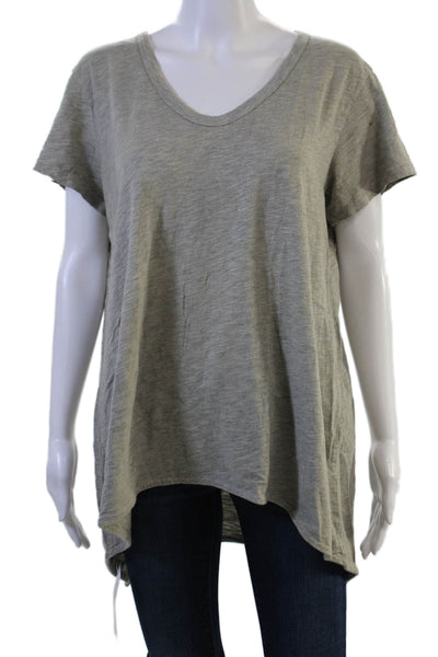 Wilt Womens V-Neck Tunic T-Shirt Gray Short Sleeve Basic Cotton Blend Size L