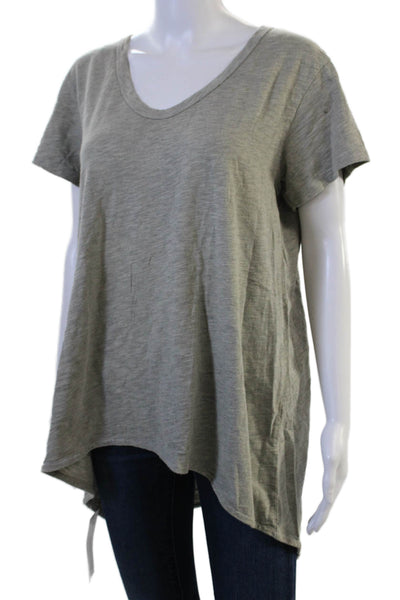 Wilt Womens V-Neck Tunic T-Shirt Gray Short Sleeve Basic Cotton Blend Size L