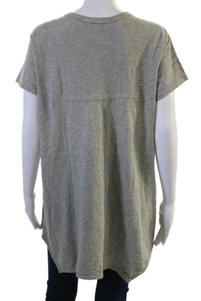 Wilt Womens V-Neck Tunic T-Shirt Gray Short Sleeve Basic Cotton Blend Size L