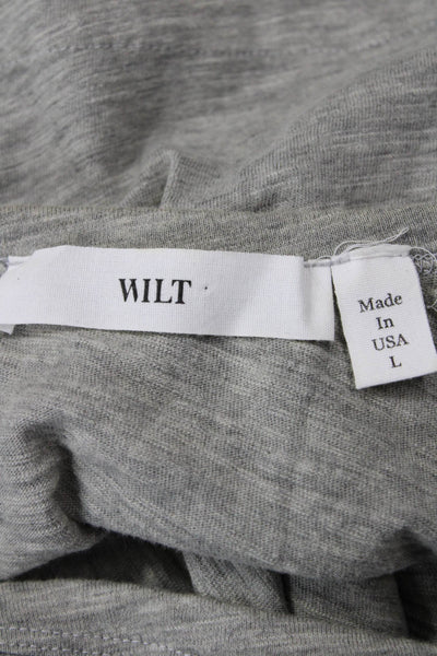 Wilt Womens V-Neck Tunic T-Shirt Gray Short Sleeve Basic Cotton Blend Size L