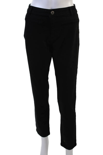 DL1961 Womens Black Cropped Ankle Jeans Mid Rise Button Size 31