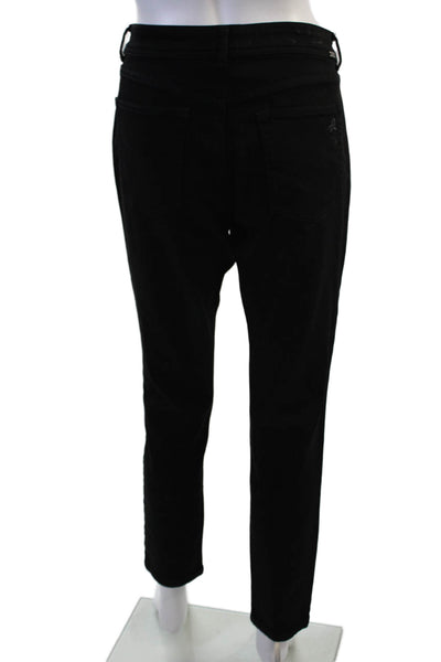 DL1961 Womens Black Cropped Ankle Jeans Mid Rise Button Size 31
