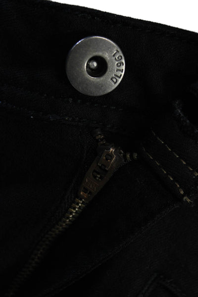 DL1961 Womens Black Cropped Ankle Jeans Mid Rise Button Size 31