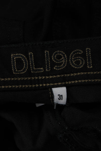 DL1961 Womens Black Cropped Ankle Jeans Mid Rise Button Size 31