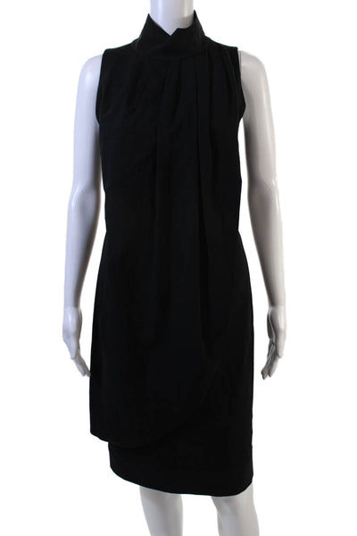 Marc New York Women Black Sheath Dress High Neck Sleeveless Long Button Size 6