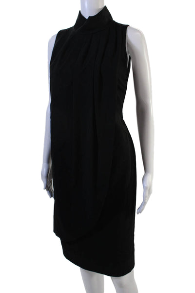 Marc New York Women Black Sheath Dress High Neck Sleeveless Long Button Size 6