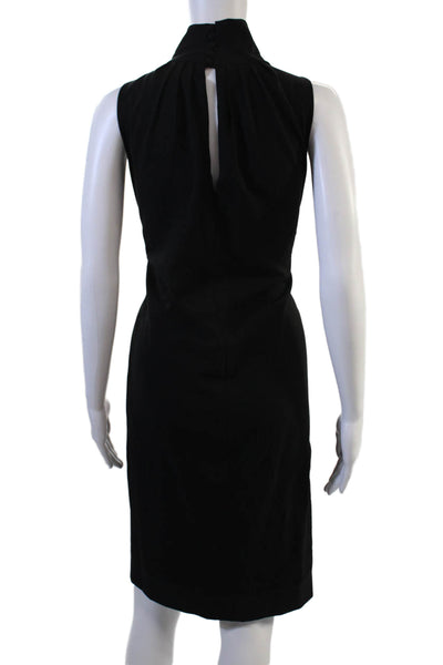 Marc New York Women Black Sheath Dress High Neck Sleeveless Long Button Size 6