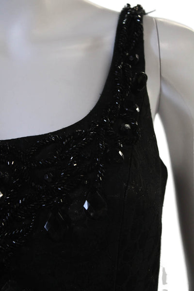 Carmen Marc Valvo Womens Sheath Dress Black Sleeveless Round Neck Size 2