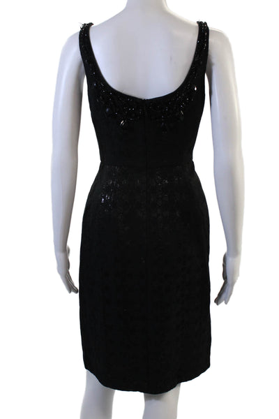 Carmen Marc Valvo Womens Sheath Dress Black Sleeveless Round Neck Size 2