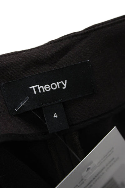 Theory Women Dress Pants Brown Polyester Blend Zip Classic Size 4