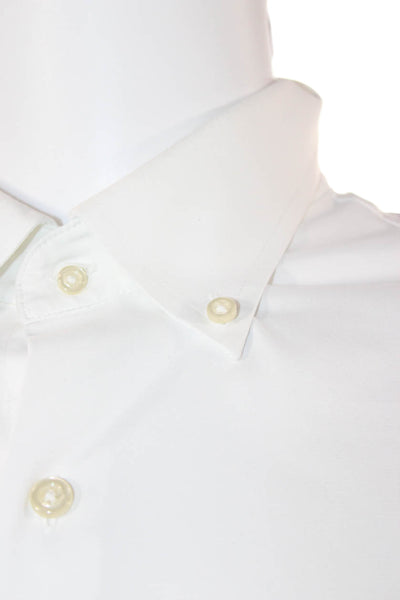 Peter Millar Mens Button-Down Dress Shirt White Polyester Long Sleeve Size XL