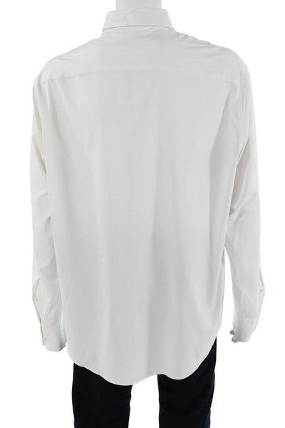 Peter Millar Mens Button-Down Dress Shirt White Polyester Long Sleeve Size XL