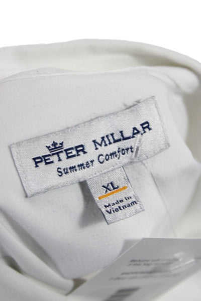 Peter Millar Mens Button-Down Dress Shirt White Polyester Long Sleeve Size XL
