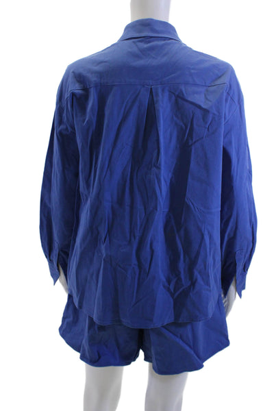 Peppermayo Womens Blue Cotton Collared Kimono Sleeve Top Size 4