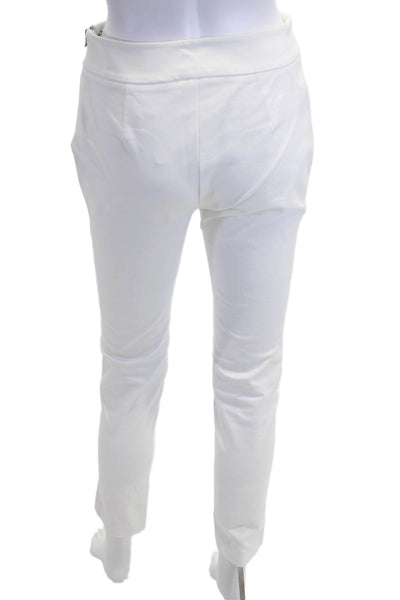 Kobi Halperin Women Ankle Cropped White Pants Zip Cotton Blend Size 4