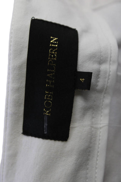 Kobi Halperin Women Ankle Cropped White Pants Zip Cotton Blend Size 4