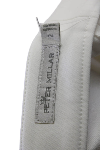 Peter Millar Women Cropped Ankle Pants White Zip Nylon Spandex Size 2