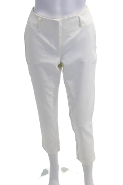 Theory Women Cropped Ankle Dress Pants White Cotton Blend Size 4