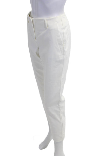 Theory Women Cropped Ankle Dress Pants White Cotton Blend Size 4