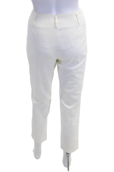 Theory Women Cropped Ankle Dress Pants White Cotton Blend Size 4