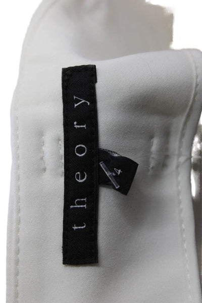 Theory Women Cropped Ankle Dress Pants White Cotton Blend Size 4