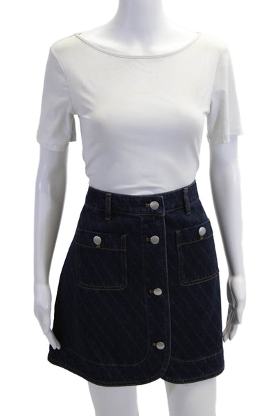 Suncoo Womens A-Line Mini Skirt Dark Blue Argyle Knee Length Size 3