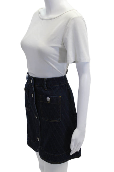 Suncoo Womens A-Line Mini Skirt Dark Blue Argyle Knee Length Size 3