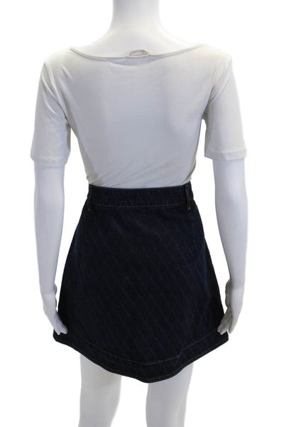 Suncoo Womens A-Line Mini Skirt Dark Blue Argyle Knee Length Size 3