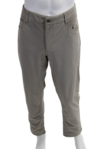 Johnnie-o Men Chino Khakis Gray Polyester Button Fly Solid Fall Size 35
