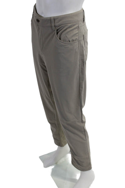Johnnie-o Men Chino Khakis Gray Polyester Button Fly Solid Fall Size 35