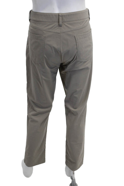 Johnnie-o Men Chino Khakis Gray Polyester Button Fly Solid Fall Size 35