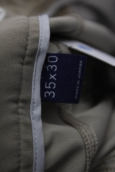 Johnnie-o Men Chino Khakis Gray Polyester Button Fly Solid Fall Size 35