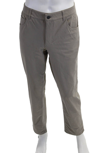 Johnnie-o Mens Chino Pants Gray Button 100% Polyester Size 35