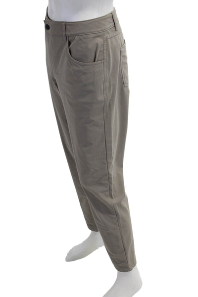 Johnnie-o Mens Chino Pants Gray Button 100% Polyester Size 35