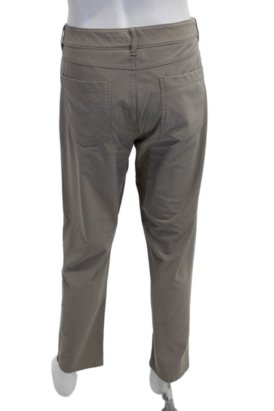 Johnnie-o Mens Chino Pants Gray Button 100% Polyester Size 35