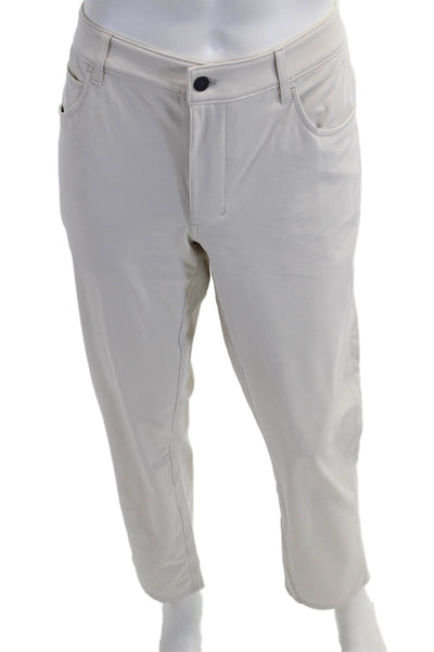 Johnnie-o Mens Chino Pants Beige Button 100% Polyester Size 35