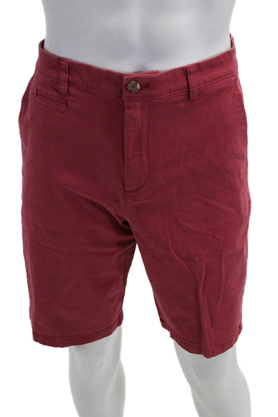 Johnnie-o Mens Red Chino Shorts Cotton Spandex Button Size 35