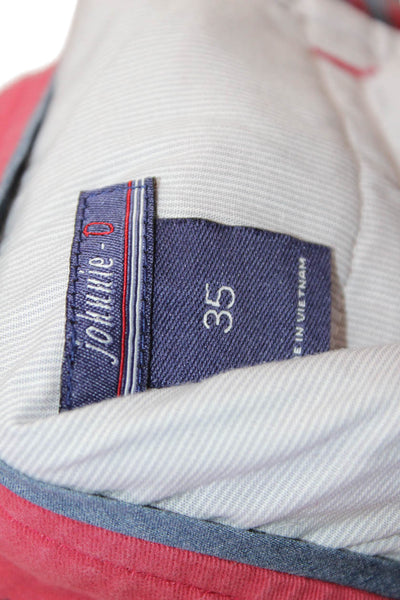 Johnnie-o Mens Red Chino Shorts Cotton Spandex Button Size 35