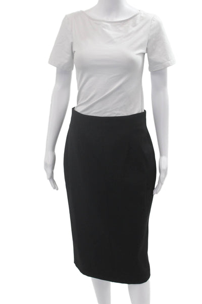 Alexander McQueen Womens Black Wool Straight Pencil Skirt Knee Length Size 44