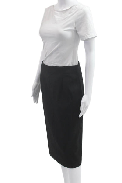 Alexander McQueen Womens Black Wool Straight Pencil Skirt Knee Length Size 44